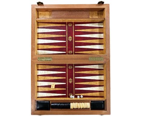 A Kent &amp; Cleal wooden Backgammon board and pieces, produced as a sample, never used and only a very small number ever mad
