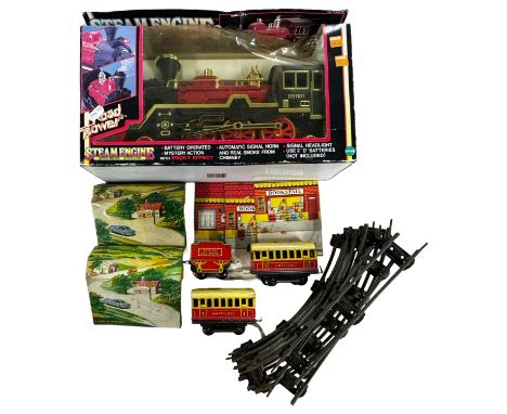 Various Hornby 0 gauge rolling stock, plus a boxed battery-operated steam engine