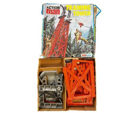 A 1976 Action Man  Training Tower with Escape Slide and Crane in original box, by Palitoy(unchecked for completeness)