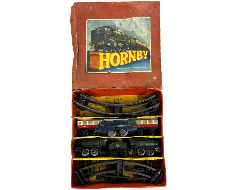 * A Hornby 0 gauge tinplate train-set, with additional engine.