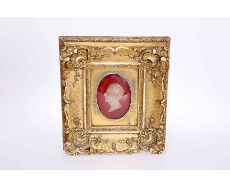A VICTORIAN WAX PORTRAIT BUST, inscribed to old label verso Died April Thursday 14th 1859 at Mayfield, Walsall our dear frien