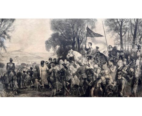 TOM SCOTT, RETURN TO HAWICK FROM HORNSHOLE, 1514; engraving by Charles Oliver Murray, signed by artist and engraver in pencil