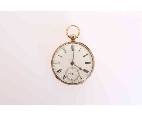 AN ENGLISH 18 CARAT GOLD OPEN FACE POCKET WATCH, hallmarked Sheffield 1910, the movement signed L. Smith Middlesboro, no. 528