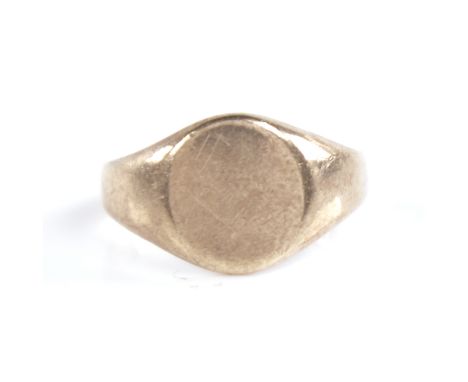 A late 20th century 9ct gold signet ring, setting height 10.6mm, size I, 4gGood original condition, no damage or repair, ligh