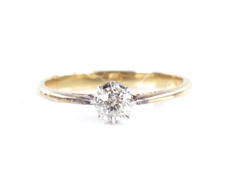 An early 20th century unmarked high carat gold 0.25ct solitaire diamond ring, set with old European-cut diamond, dimensions: 