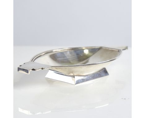 A small Art Deco silver bon bon dish, geometric design with stepped handles and pedestal base, by Goldsmiths & Silversmiths C