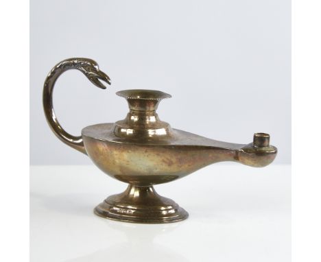 An Edwardian silver Aladdin's lamp cigar lighter, by Matthew John Jessop, hallmarks Birmingham 1902, length 15.5cm, height 9.