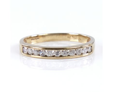 A modern 9ct gold diamond half eternity ring, set with round brilliant-cut diamonds, total diamond content approx 0.25ct, set