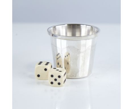 An Elizabeth II sterling silver dice shaker cup, tapered cylindrical form, by Harrison Brothers & Howson Ltd, hallmarks Birmi