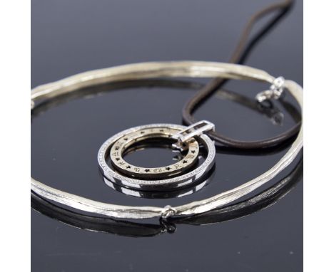 A Scandinavian sterling silver 3-section necklace, length 30cm, and a Scandinavian sterling silver zodiac pendant necklace on