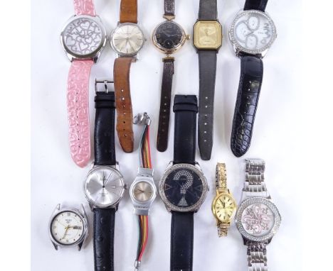 Various wristwatches, including Eterna-Matic 3000, gold-filled Waltham wristwatch, Guess etc (12)Sold as seen unless specific