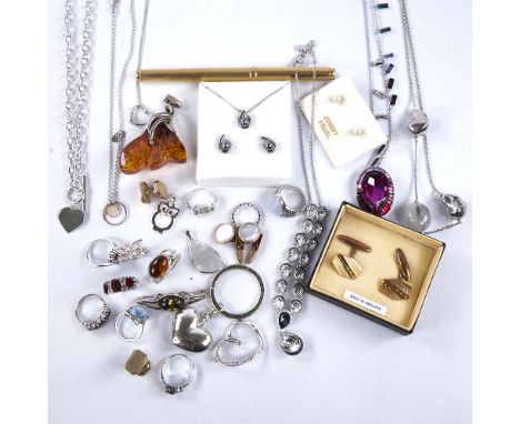 Various jewellery, including Swarovski necklaces, Colibri gold plated pen, silver rings, necklaces etcLot sold as seen unless