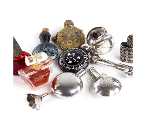 Various items, including silver rose holder, miniature silver scent flask and funnel etcLot sold as seen unless specific item