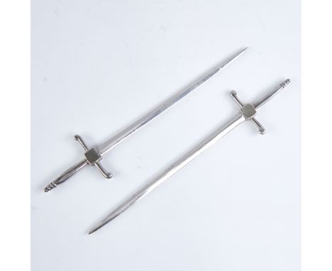 A pair of Victorian silver sword paper knives, by William Hutton & Sons, hallmarks Sheffield 1876, overall length 15cm, 1.1oz