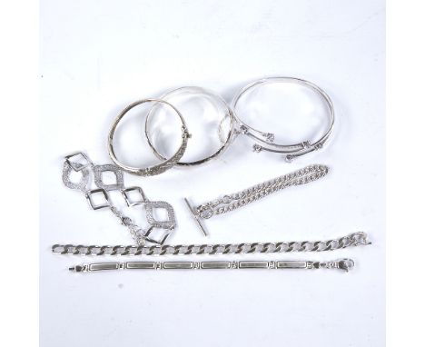 Various silver bangles and bracelets, 123g totalLot sold as seen unless specific item(s) requested 