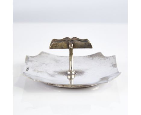 A Victorian silver desk cigar stand, canted square form with central raised stand, indistinct maker's marks, hallmarks Sheffi