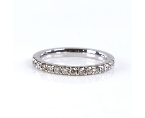 A modern 18ct white gold diamond half eternity ring, set with round brilliant-cut diamonds, total diamond content approx 0.3c