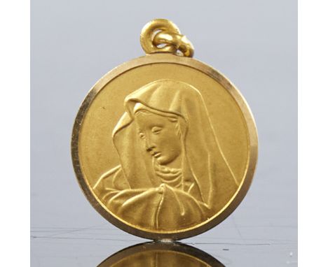 An Italian 18ct gold Madonna pendant, height excluding bale 19.3mm, 2.4gExcellent original condition, no damage or repair, ve