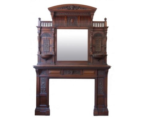 A monumental fireplace surround Livorno, circa 1880Walnut A monumental fireplace surround probably commissioned by an English