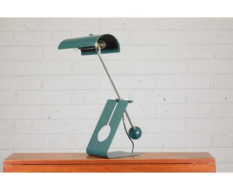 An Italian 'Picchio' cantilever table lamp, 1970s, designed by Mauro Martini for Fratelli Martini, with a semicircular shade 