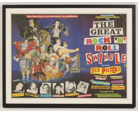 A Sex Pistols mockumentary poster,'The Great Rock 'n' Roll Swindle', 1980, designed by M Hirsch, based on Malcolm McLaren and