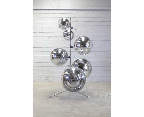 A Tom Dixon 'Mirror Ball' standard lamp,originally designed in 2002 by and for Tom Dixon, the chromed metal support mounted w