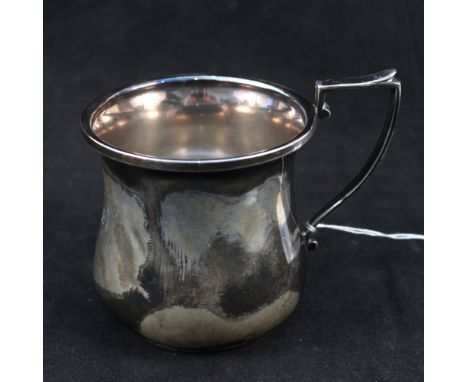 A silver christening mug with initials, Birmingham 1946