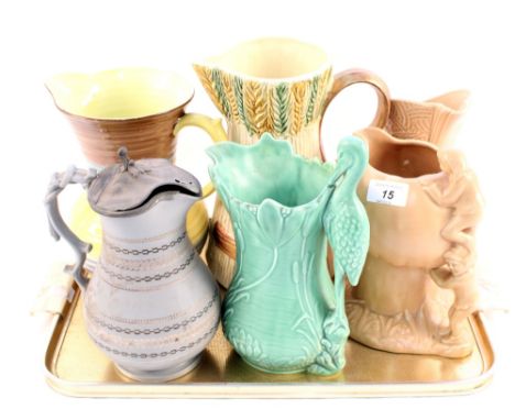 Six various jugs including three Sylvac