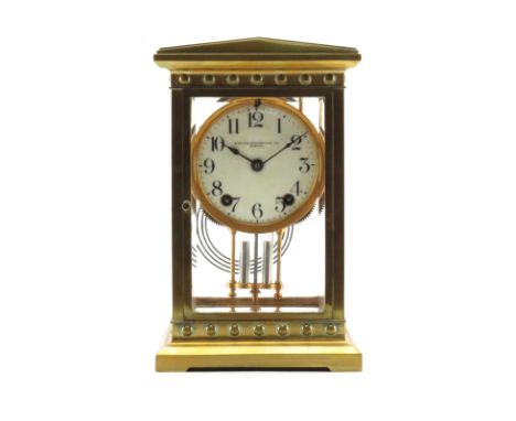 Antique Bigelow, Kennard & Co. Brass Regulator Clock. Enamel Dial. Key and pendulum included. Signed. Small crack in glass, w