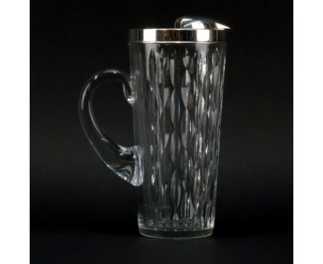 Tiffany & Co. Crystal and Silver Cocktail Pitcher. Signed. Good condition. Measures 8-1/4" H. Shipping $46.00 (estimate $200-