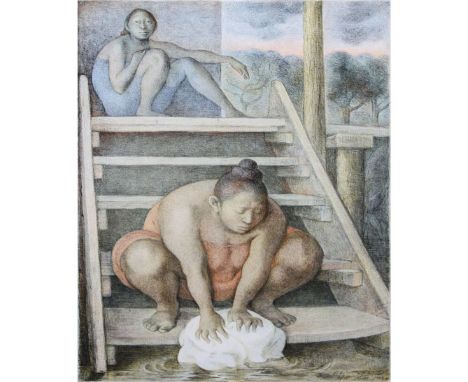 Francisco Zuniga, Mexican (1912-1998) Color Lithograph "La Escalera" Pencil signed and numbered P.A. 4/15 1986. Good conditio