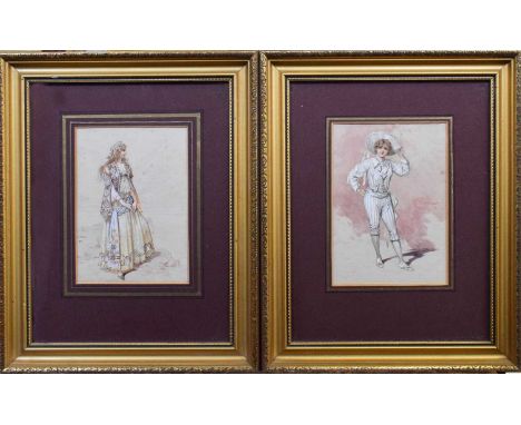 William Charles John Pitcher 'Wilhelm' (1858-1925)A pair of original costume designs for reviews produced at the Empire Theat