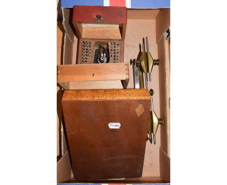 Clock makers tools, including two cased staking sets, a depthing tool, a pocket wacth glass fitter (one box)