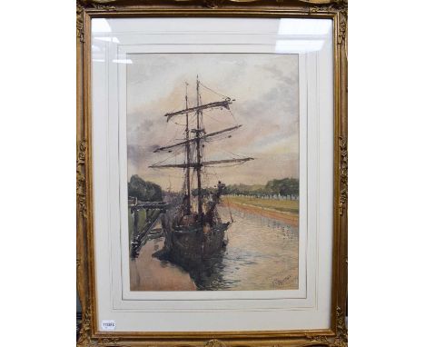 Indistinctly signed and dated 1910, watercolour, 48cm by 35.5cm; together with an architectural watercolour of a church porti