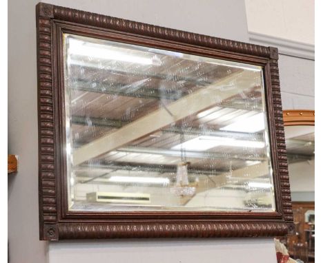 A mahogany bobbin trimmed mirror, purportedly of Tong Castle, 59cm by 83cm
