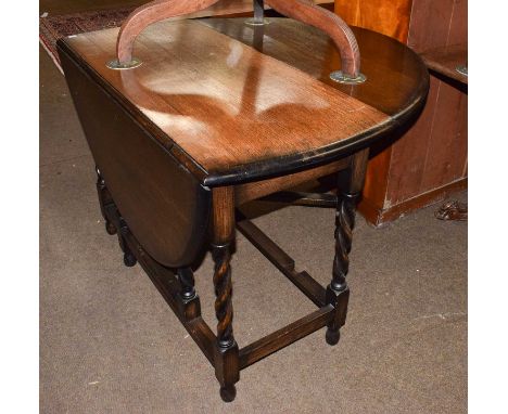 A Victorian centre pedestal tripod table, another tripod table comprised from Victorian elements, and a 1920's oak barley twi