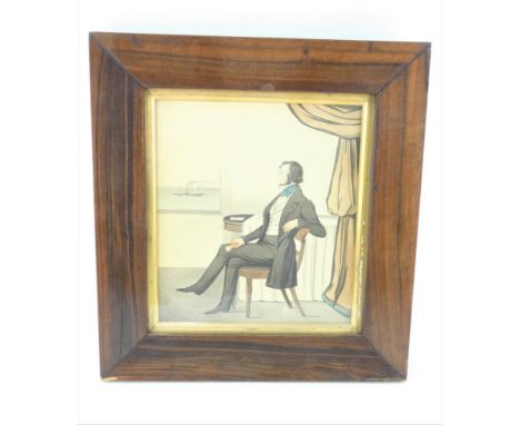 Naive possibly Scottish portrait of a gentleman holding a telescope. Reverse inscribed Capt Alexander Wilson 1844. The gentle