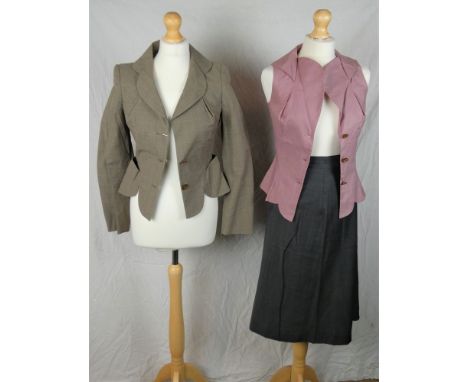 Vivienne Westwood: A collection of three pieces of Vivienne Westwood Red Label clothing, including: a pleated asymmetric mid 