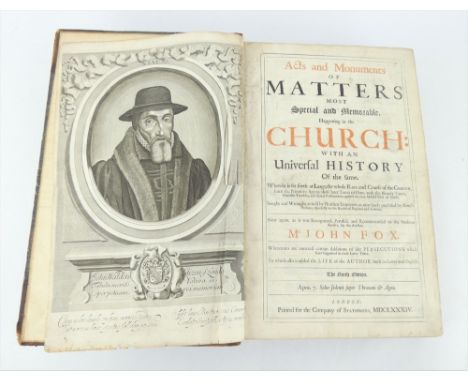 Fox's Martyrs Volume one, ninth edition published 1684, part leather bound. Foy bookplate inside front board, engravings inta