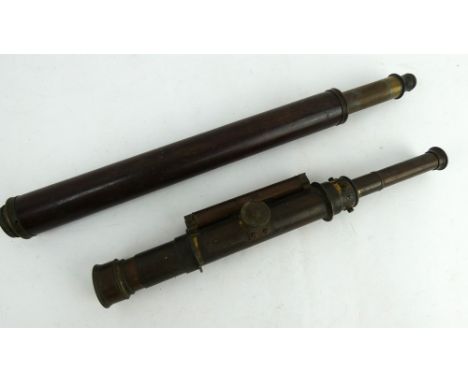 An early 19th century single draw telescope engraved S Thomas, 1825, with a mahogany body, total length 57cm, and a brass mil