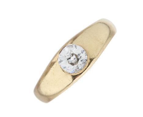 An early 20th century 18ct gold old-cut diamond single-stone band ring, diamond estimated weight 0.50ct, I-J colour, P1-P2 cl