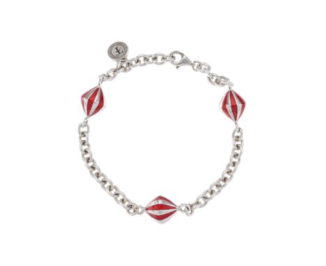 Theo Fennell, an Alias Carnival bracelet, from the Alias Collection, sterling silver and red enamel, hallmarks to indicate si