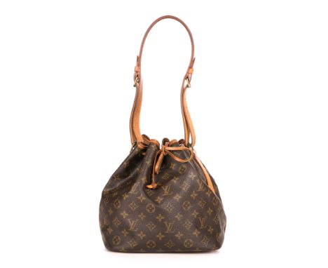 Louis Vuitton, a vintage monogram Petite Noe bucket handbag, crafted from monogram coated canvas, with vachetta tan leather t