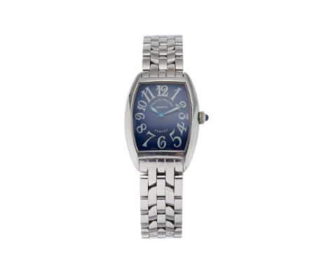 Franck Muller, a stainless steel Curvex bracelet watch, circa 2008, blue dial, reference 1752 QZ, signed quartz movement, ser