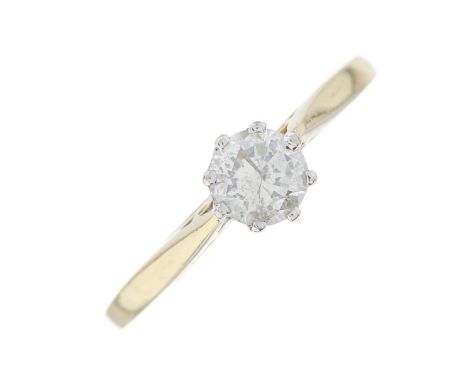 An 18ct gold brilliant-cut diamond single-stone ring, with slightly tapered shoulders, diamond weight 0.50ct, stamped to band