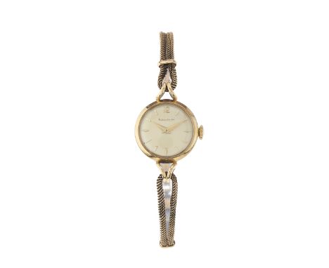 Jaeger-LeCoultre, a 1960s 9ct gold bracelet watch, case back numbered 7822, manual wind movement, fitted to an unsigned 9ct g