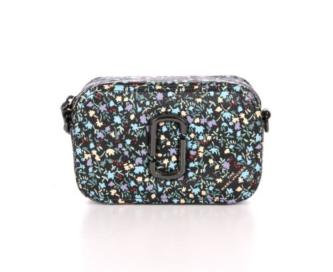 Marc Jacobs, a Softshot 17 camera handbag, featuring a flower printed black leather exterior, with polished gunmetal hardware