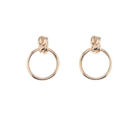 Paloma Picasso for Tiffany & Co., a pair of 18ct gold hoop drop earrings, signed Tiffany & Co., facsimile signature for Palom