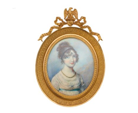 George Engleheart (1750-1829, attributed), a late 18th century portrait miniature, circa 1790, watercolour on ivory, believed