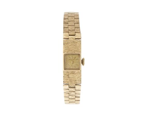 Bueche Girod, a 9ct gold bracelet watch, signed manual wind movement calibre FHF 59-21, hallmarks for London 1965, fitted to 